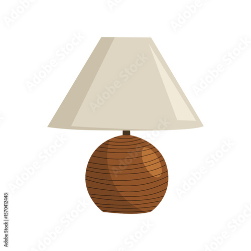 Vector illustration of various modern table lamps with ceramic and wooden bases. Ideal for interior design, lighting concepts, furniture catalogs, or home decor projects.