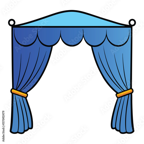 Grand announcement scene with rich blue curtains drawn apart, revealing a spotlighted stage—perfect for unveiling news, events, or special messages with dramatic flair.
