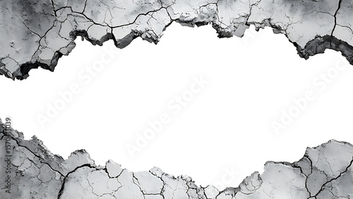 A cracked wall with white gaps can be used to represent a gap or separation.