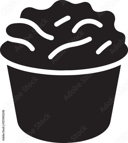 Silhouette vector of a coleslaw cup icon, ideal for salad menus, healthy food branding, and takeout packaging design.