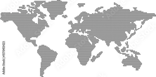 Fototapeta Naklejka Na Ścianę i Meble -  modern dotted flat world map in circular pattern, transparent background for website or data design