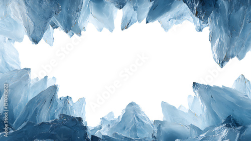 Broken blue ice background, as a frame.