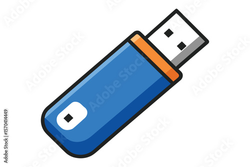 Blue and orange usb flash drive icon with a white indicator light