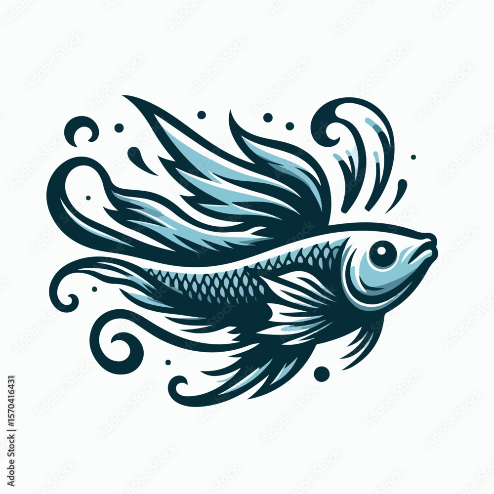 Naklejka premium flying fish cartoon vector illustration