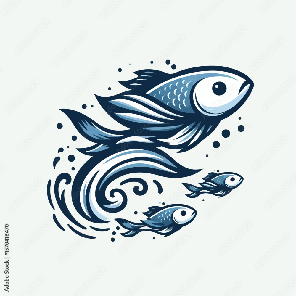 Fototapeta premium flying fish cartoon vector illustration