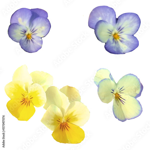 	コラージュ用ビオラの花びら写真のセット