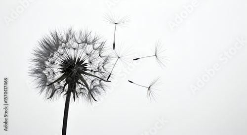 Wallpaper Mural Dandelion seed head against a clean white background creating a minimalist aesthetic Torontodigital.ca