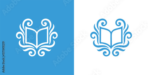 Elegant Line Art Book Logo with Floral Elements for Social Media and Branding