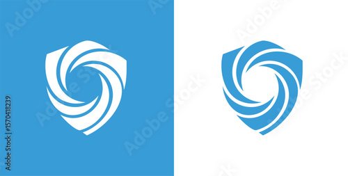 Shield with Swirling Vortex logo