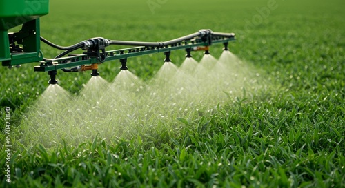 Precision Sprayer Applying Nutrients to Crops - Modern farming technology, efficient nutrient application, crop optimization, sustainable agriculture, precision spraying