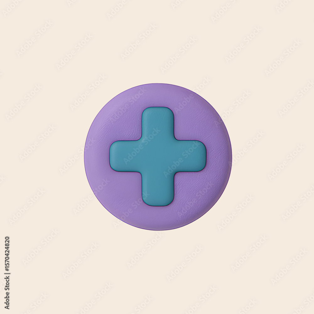 Obraz premium Game Controller Plus Button Icon - 3D Playful Gaming and Fun Icons