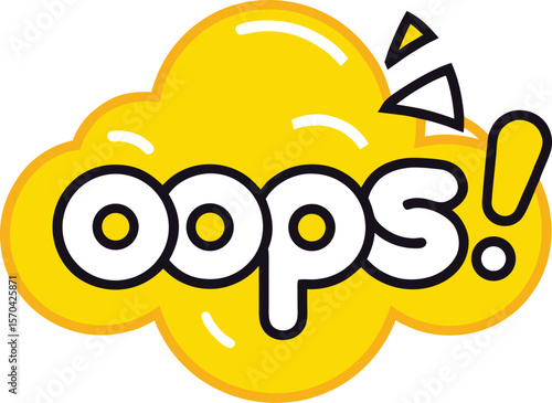 Yellow speech bubble with oops text and exclamation vector