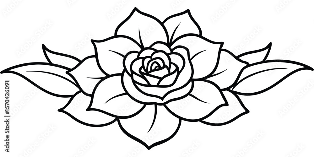 Obraz premium Flower Tattoo Vector Silhouette Illustration Icon Clipart Black White