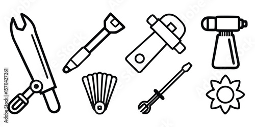 Tools Hardware Silhouette Vector Bundle Black Illustration Icon Clipart