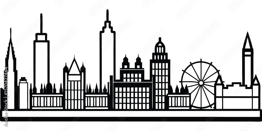 Fototapeta premium Vector Illustration Of London Skyline Silhouette Icon Clipart Black