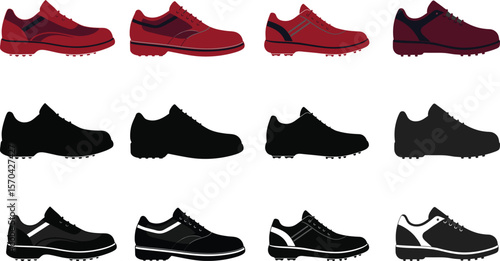 Golf shoes collection red and black footwear styles