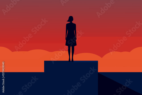 silhouette of a woman walking on the road