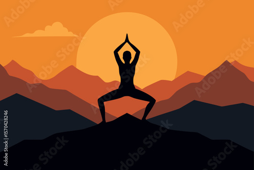 silhouette of yoga woman