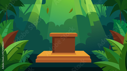 Jungle Display Platform Tropical Scene Background for Product Showcase
