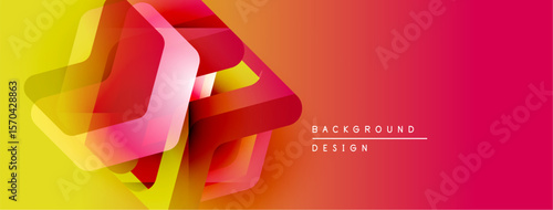 Abstract geometric shapes, vibrant colors blend. Yellow transitions to red, modern design element. Background suggests digital art creation.