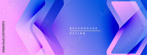 Abstract gradient background. Blue, purple hues create dynamic layers. Modern design suitable for banners, headers, presentations.