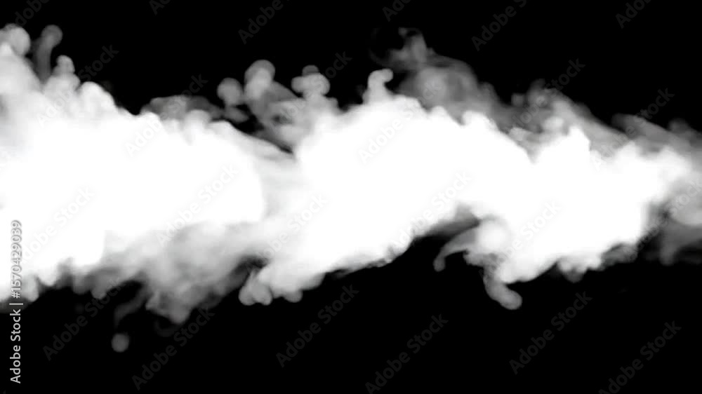 Dense White Fog Moving Horizontally Across Black Background for VFX Transitions Dense White Fog Moving Horizontally Across Black Background for VFX Transitions