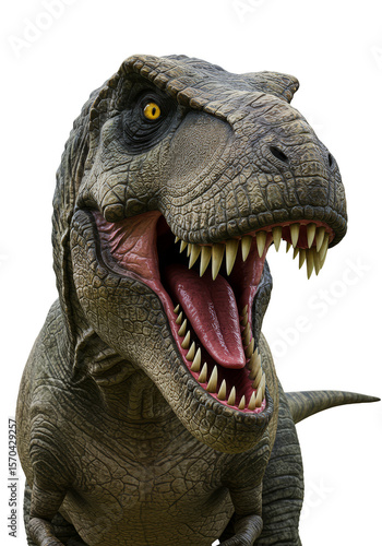 Realistic Tyrannosaurus Rex with Open Mouth Isolated Transparent PNG