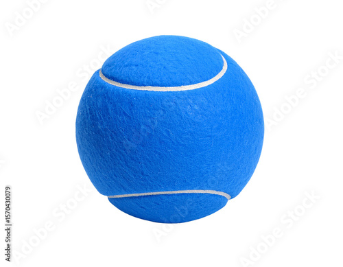 Isolated blue tennis ball sports equipment on black background close up on transparent background