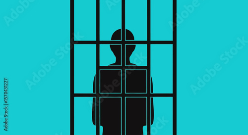 Silhouette Behind Bars: Conceptual Confinement and Isolation