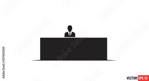 Receptionist Icon: Minimalist Black & White Corporate Symbol