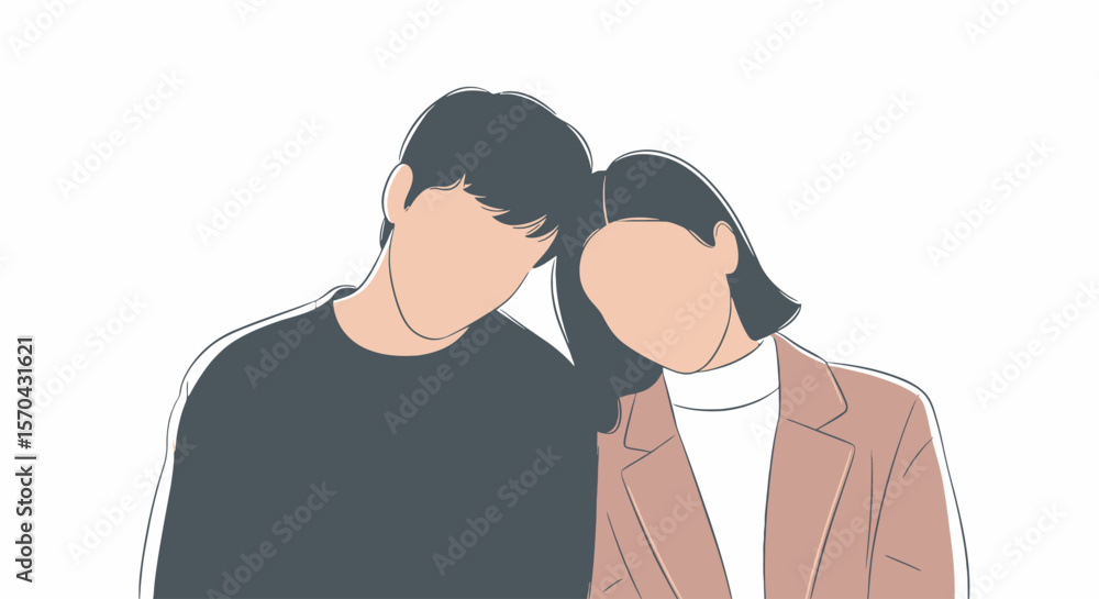 Fototapeta premium Minimalist Couple Portrait: Affection and Connection