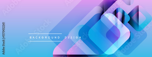 Quadro su tela Abstract layered shapes create vibrant gradient background