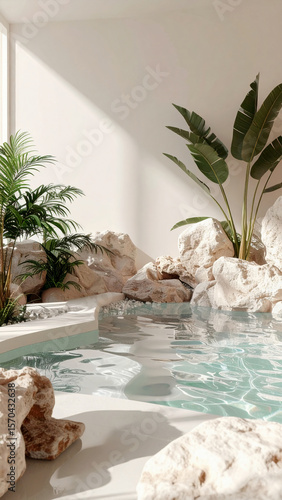 Wallpaper of Hot Springs Surrounded By Rocks And Plants