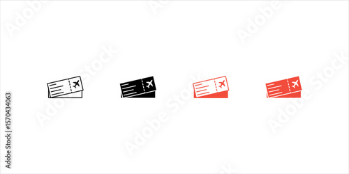 Boarding pass line icon set. Airplane tickets sign. Check in flight symbol. Quality design element. Editable stroke. Linear style boarding pass icon. Vector