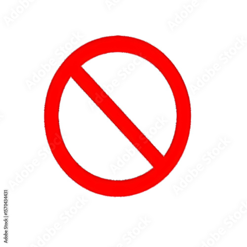 not allowed isolated red sign, red circle with a red line on it