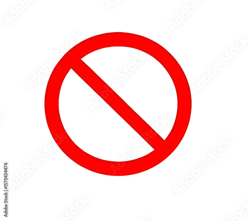 not allowed isolated red sign, red circle with a red line on it