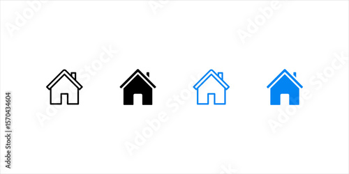Ilustration Home button icons set. Home page icon. Simple house symbols. Building icon. Vector illustration.