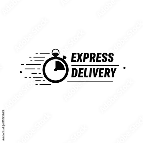 Fast express delivery service, symbolized by a stopwatch and speed lines.