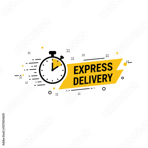 Fast express delivery service, stopwatch icon and banner.