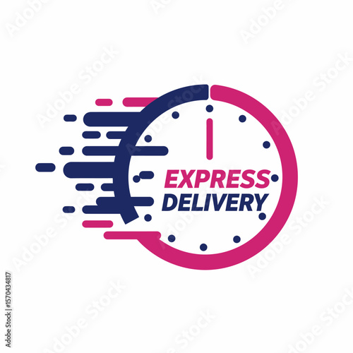 Fast express delivery service logo;  a stylized clock with motion blur signifies rapid shipping.