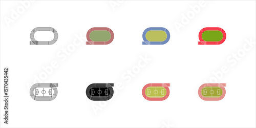 Running track field icon set. Illustration of big stadium have running track. vector illustration
