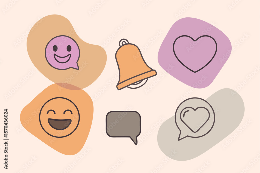 Obraz premium 3D Social Media Set Icon Emoji For Online Communication