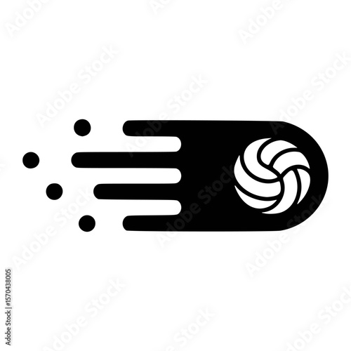 Volleyball ball in motion with motion lines and dots abstract graphic