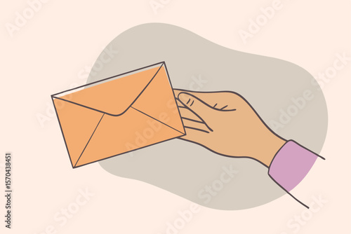 Hand Passing Letter Representing Communication In Halftone Collage