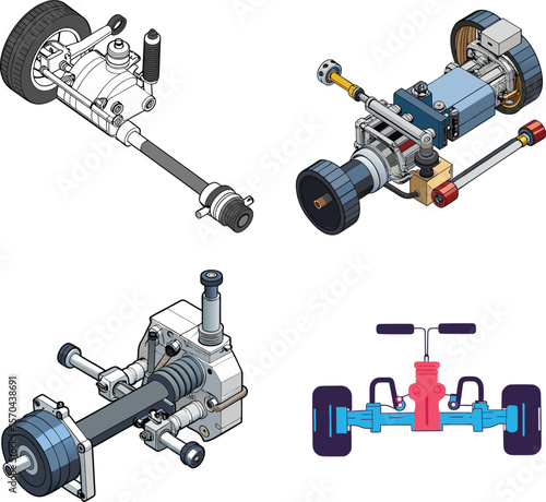 3D Vector Power Steering System with Rack and Pinion Mechanism. 
