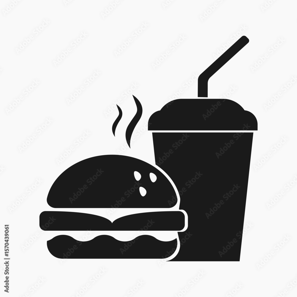 Flat vector illustration of a burger and soft drink combo. Great for fast food menus, restaurant designs, delivery services, and food-related content. Flat vector illustration of a burger and soft drink combo. Great for fast food menus, restaurant designs, delivery services, and food-related content.