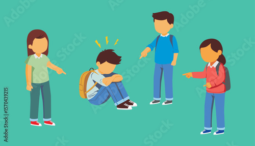 bullying at school.little kid get bullied by friend and feeling sad