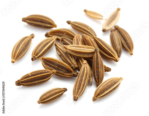 Caraway Seeds on White Background