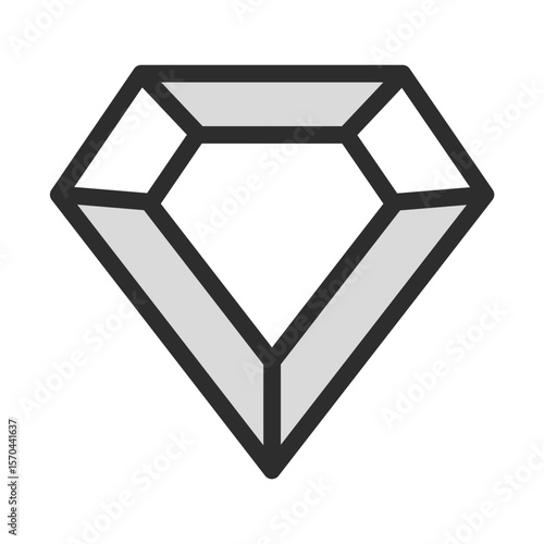 icon vector art illustration of a brilliant diamond gemstone or jewel, symbolizing luxury, wealth, beauty, rarity, engagement, marriage, wedding, purity, and valuable treasure.