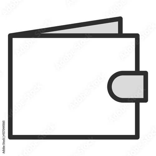 line icon of a closed wallet or purse with a clasp closure, suggesting concepts of finance, banking, saving money, personal expenditure, payment, mobile digital payments, and luxury accessories.